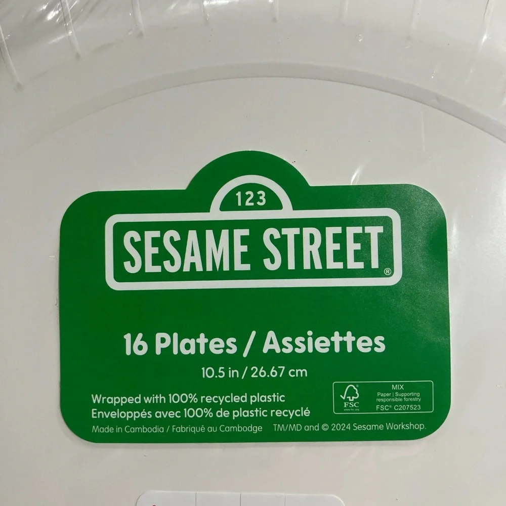 Baby Sesame Street Party Plates - Blue NEW